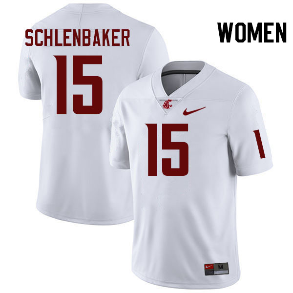 Women #15 Djouvensky Schlenbaker Washington State Cougars College Football Jerseys Stitched-White